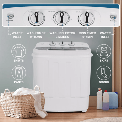 Compact Twin Tub Washing Machine With Spin Dryer Portable Laundry Solution For Apartments And RVs 1