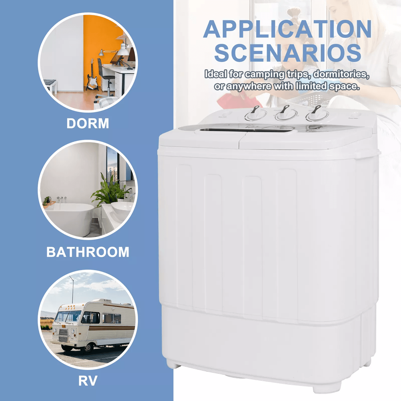Compact Twin Tub Washing Machine With Spin Dryer Portable Laundry Solution For Apartments And RVs 2