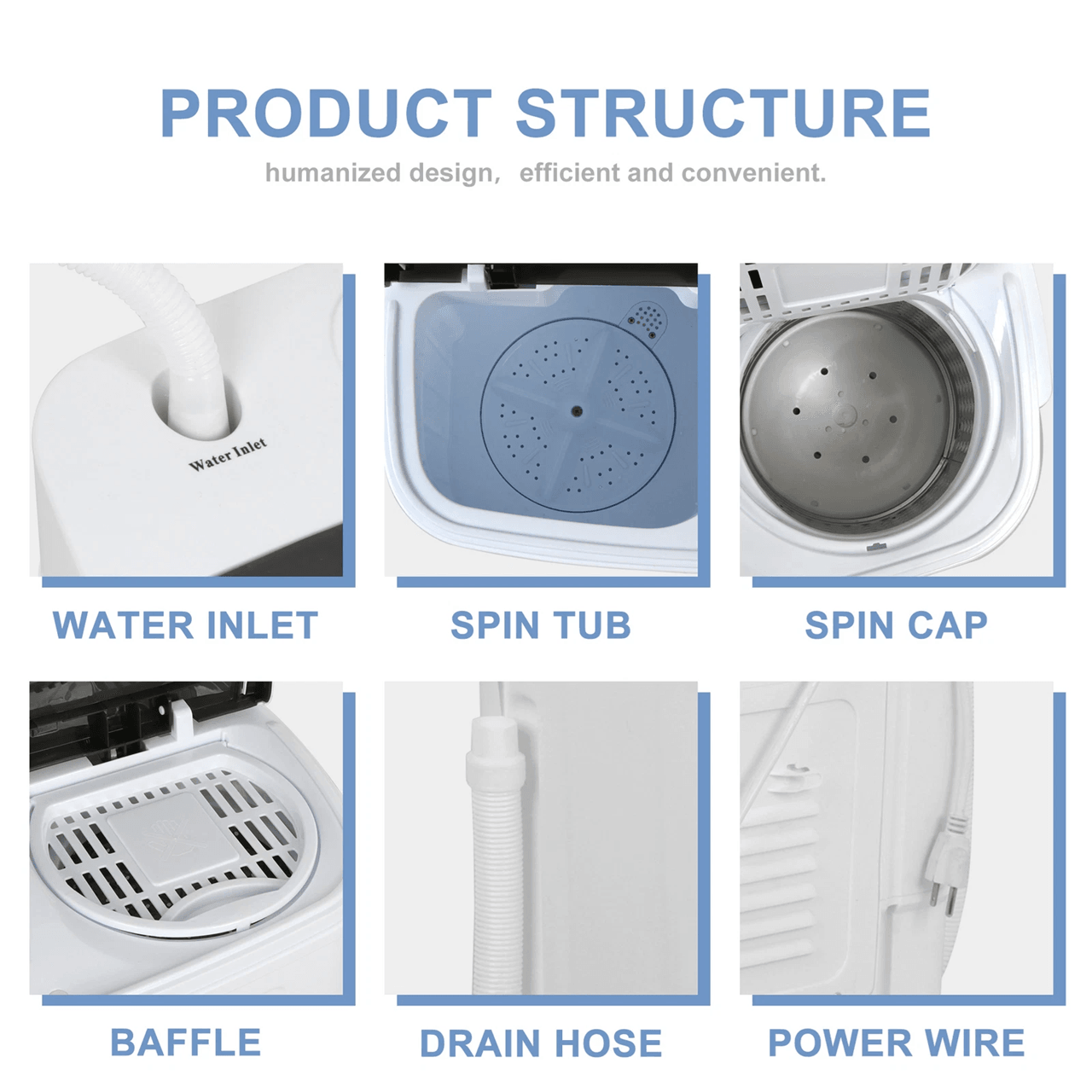 Compact Twin Tub Washing Machine With Spin Dryer Portable Laundry Solution For Apartments And RVs 3