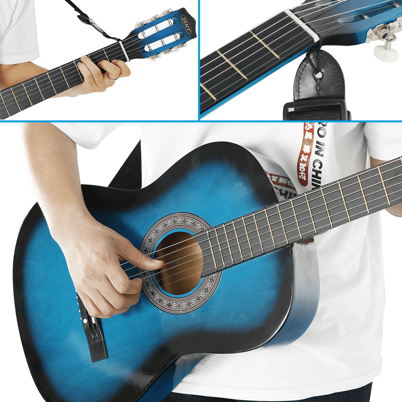 38 Inch Beginner Acoustic Guitar Kit With Case Strap Tuner And Pick For Students And Adults 1