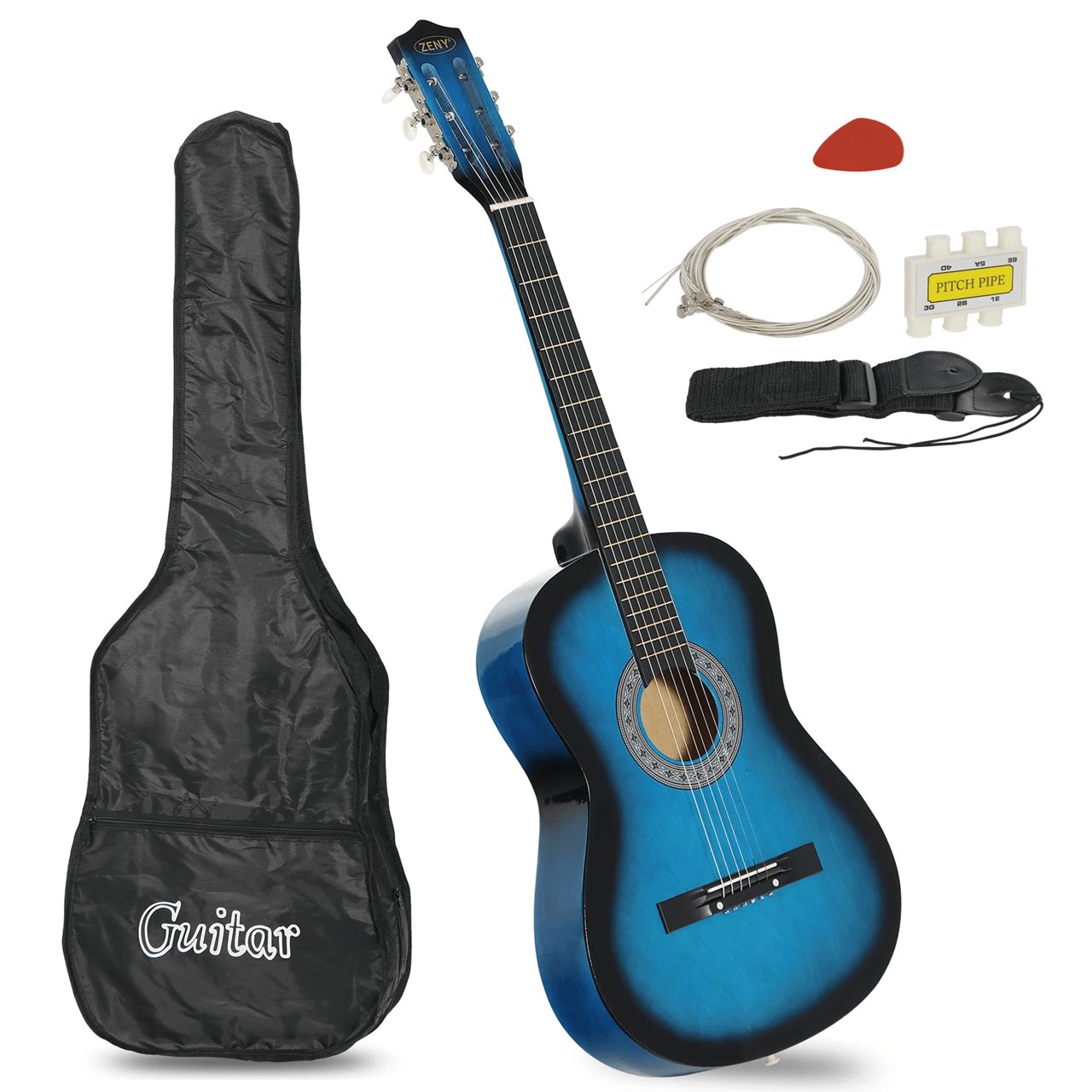 38 Inch Beginner Acoustic Guitar Kit With Case Strap Tuner And Pick For Students And Adults 4