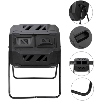 43 Gallon Dual Chamber Compost Tumbler For Outdoor Garden Waste And Organic Fertilizer 9