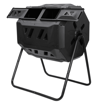 43 Gallon Dual Chamber Compost Tumbler For Outdoor Garden Waste And Organic Fertilizer 12