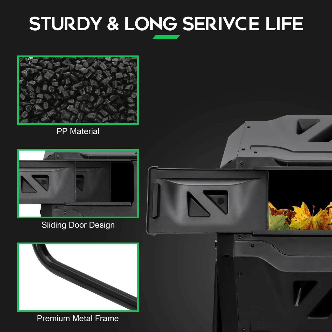 43 Gallon Dual Chamber Compost Tumbler For Outdoor Garden Waste And Organic Fertilizer 7