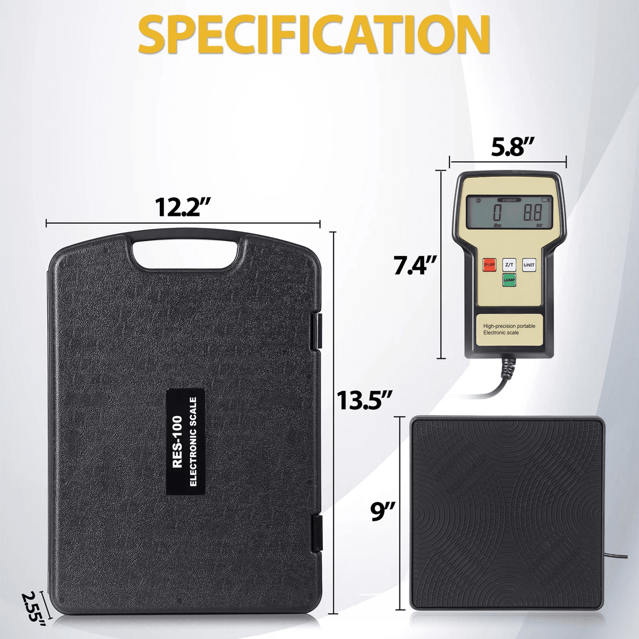 220lb HVAC Refrigerant Charging Scale Digital Freon Scale With Carrying Case For AC Service 2