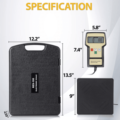 220lb HVAC Refrigerant Charging Scale Digital Freon Scale With Carrying Case For AC Service 2