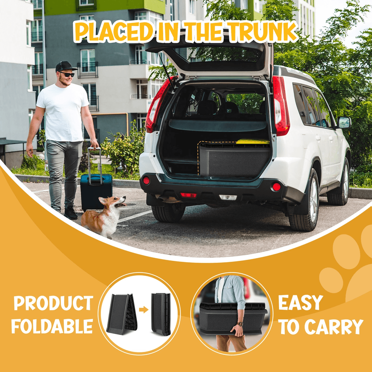 Heavy Duty Folding Dog Ramp For SUV And Car Travel Lightweight And Portable Pet Ramp 2