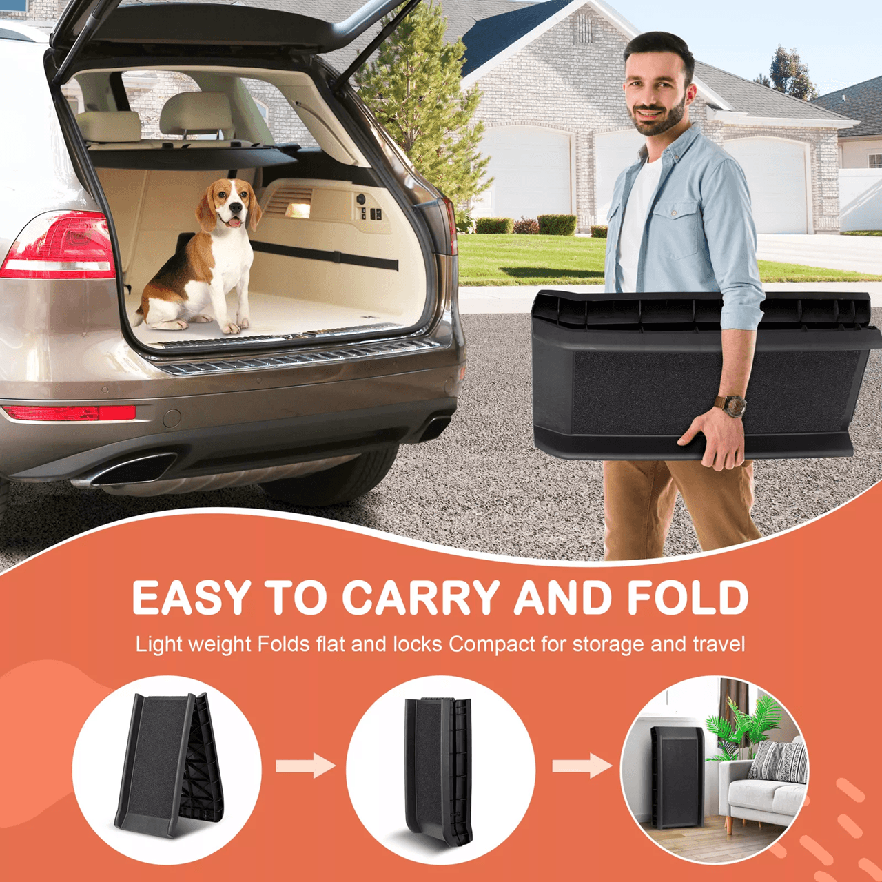 Heavy Duty Folding Dog Ramp For SUV And Car Travel Lightweight And Portable Pet Ramp 9