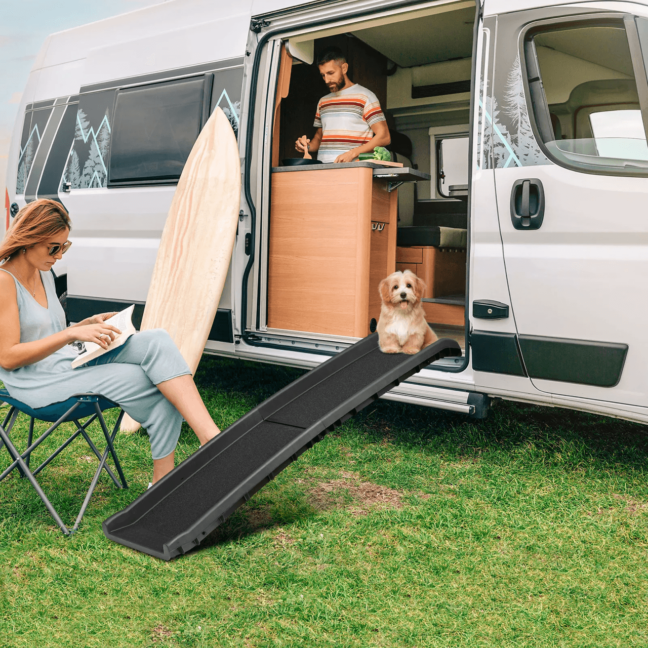 Heavy Duty Folding Dog Ramp For SUV And Car Travel Lightweight And Portable Pet Ramp 13