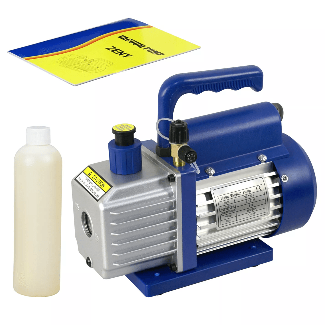 3.5 CFM Rotary Vane Vacuum Pump 1 by 4 HP for HVAC AC Refrigerant R410a and R134a Systems