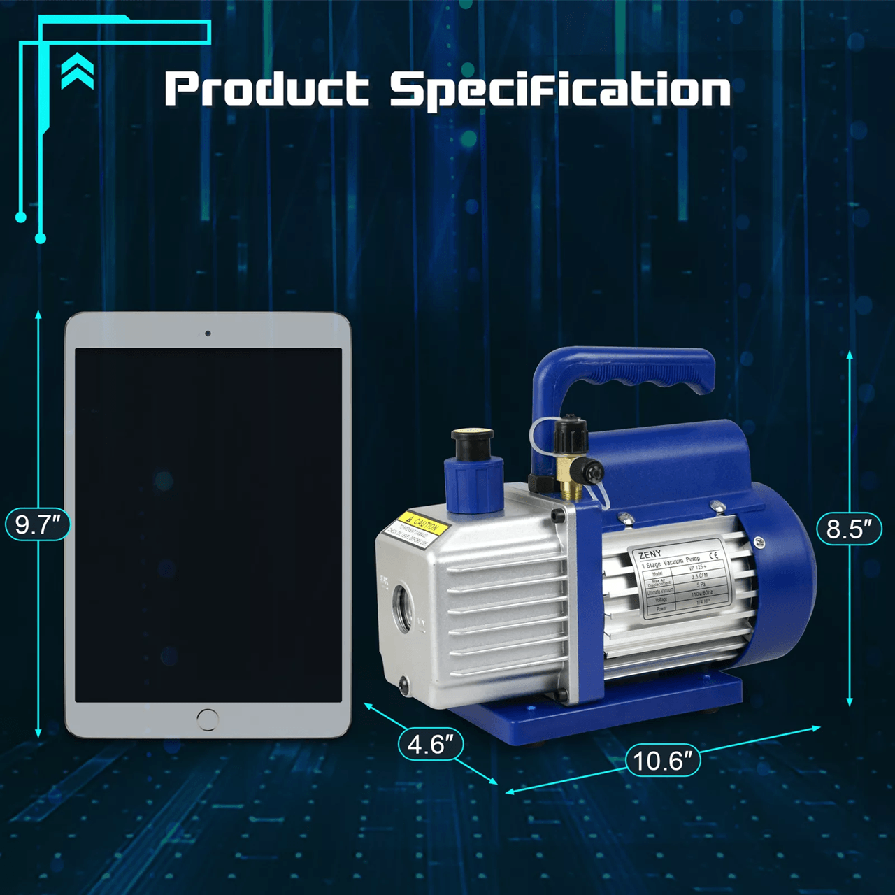 35 CFM Rotary Vane Vacuum Pump 1 By 4 HP For HVAC AC Refrigerant R410a And R134a Systems 1