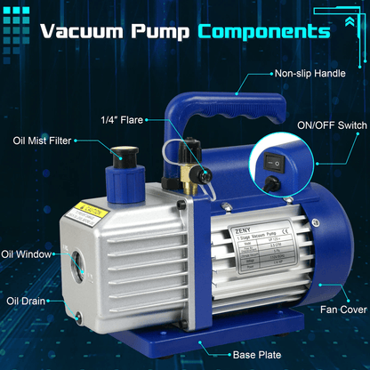 35 CFM Rotary Vane Vacuum Pump 1 By 4 HP For HVAC AC Refrigerant R410a And R134a Systems 3
