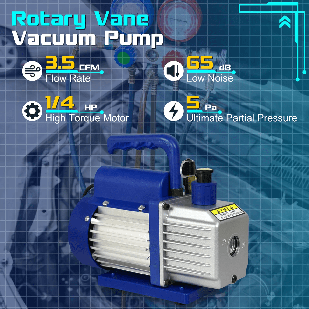 35 CFM Rotary Vane Vacuum Pump 1 By 4 HP For HVAC AC Refrigerant R410a And R134a Systems 4
