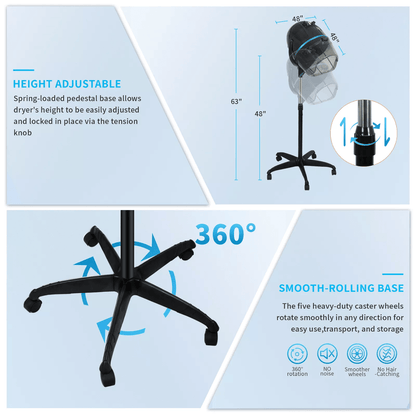 1300W Professional Hair Bonnet Dryer With Adjustable Height For Salon And Home Use 3