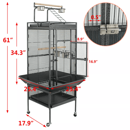 61 Inch Large Bird Cage With Play Top And Stand For Parrots Parakeets And Small Birds 1