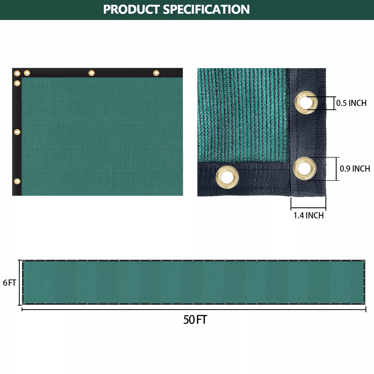 6x50ft Privacy Fence Screen Mesh Shade Cover For Outdoor Patio Garden And Backyard Fencing 2