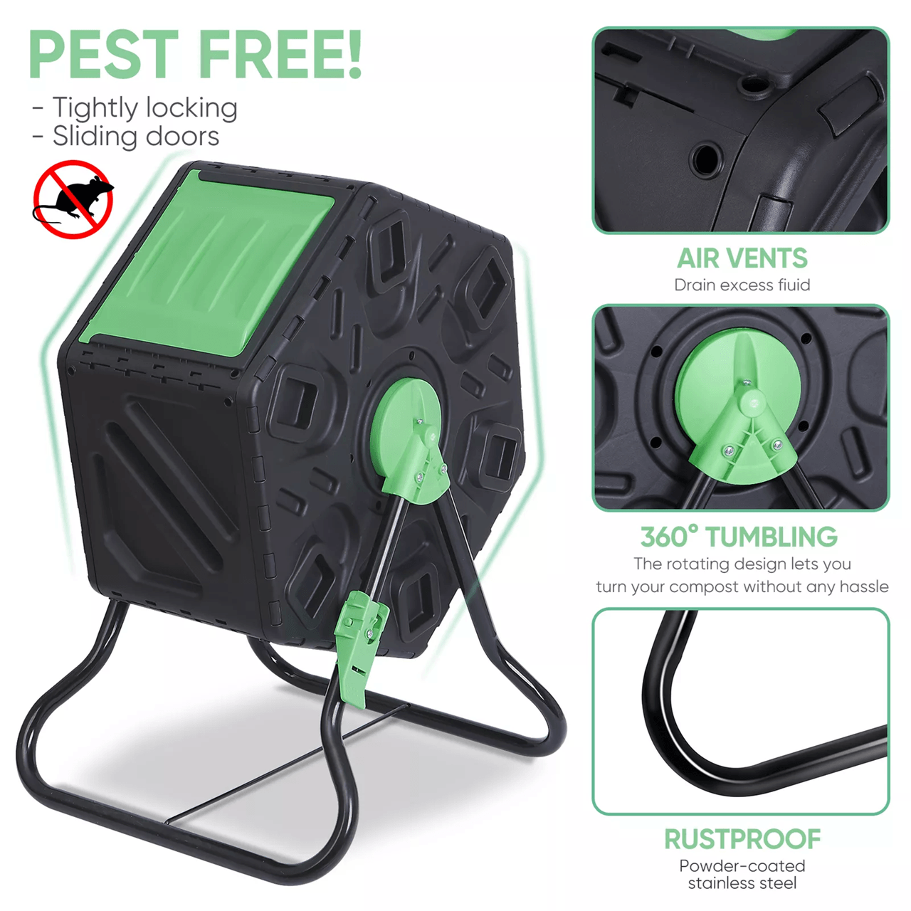 185 Gallon Outdoor Compost Tumbler Bin Single Chamber Garden Composter 2