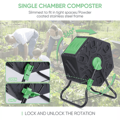 185 Gallon Outdoor Compost Tumbler Bin Single Chamber Garden Composter 5
