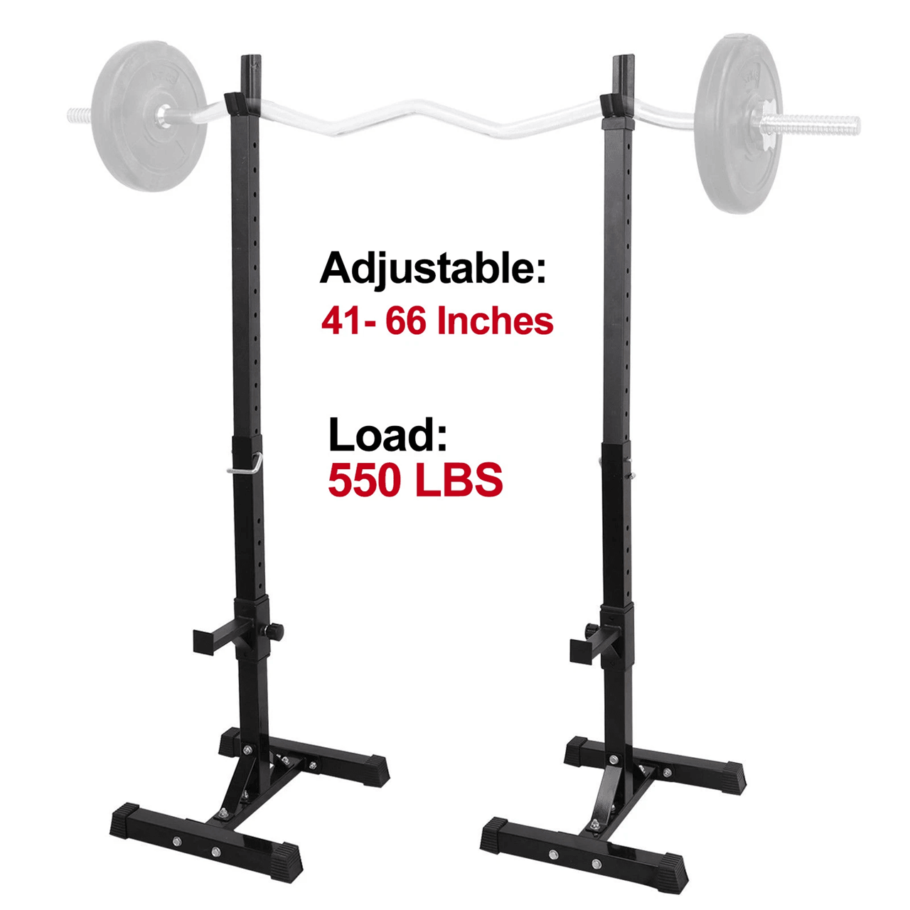 Adjustable Heavy Duty Squat Rack Stands with Barbell Holders for Home Gym Workouts