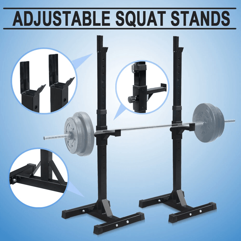 Adjustable Heavy Duty Squat Rack Stands With Barbell Holders For Home Gym Workouts 5