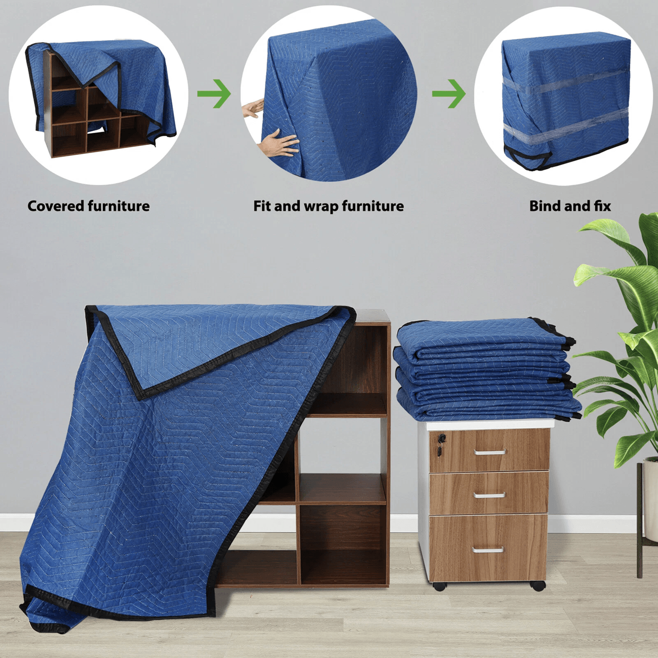 24 Pack Heavy Duty Moving Blankets Quilted Furniture Pads For Shipping And Storage Protection 2