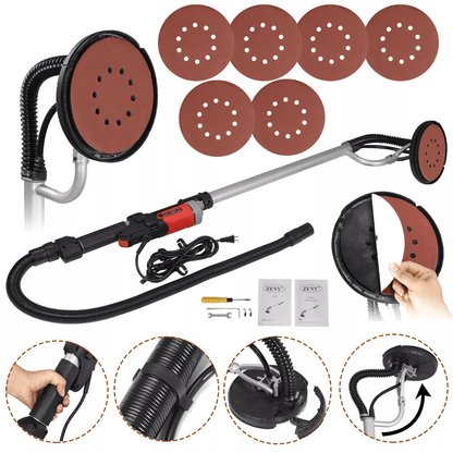 800W Electric Drywall Sander with Adjustable Variable Speed and Dust Collection for Walls and Ceilings