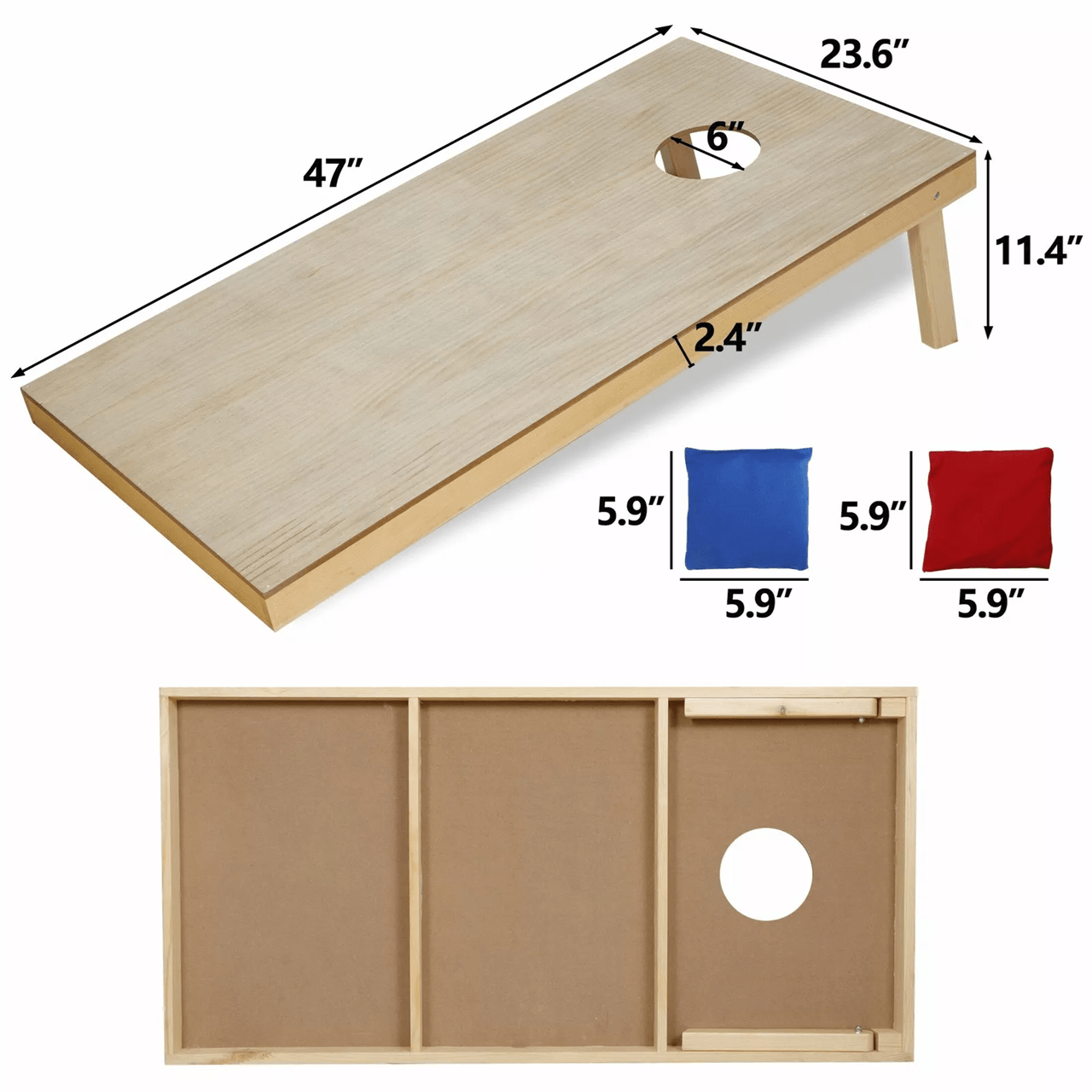 Foldable Wooden Cornhole Board Game Set With Bean Bags And Carrying Case For Backyard Fun 5