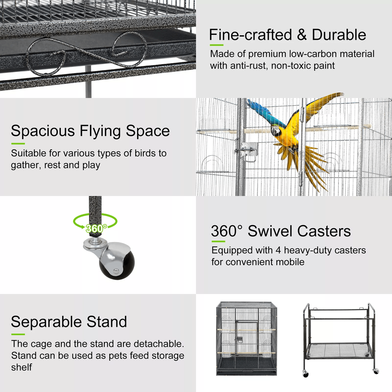 53 Inch Extra Large Bird Cage With Locking Door For Macaws Parrots Cockatoos And Finches 3