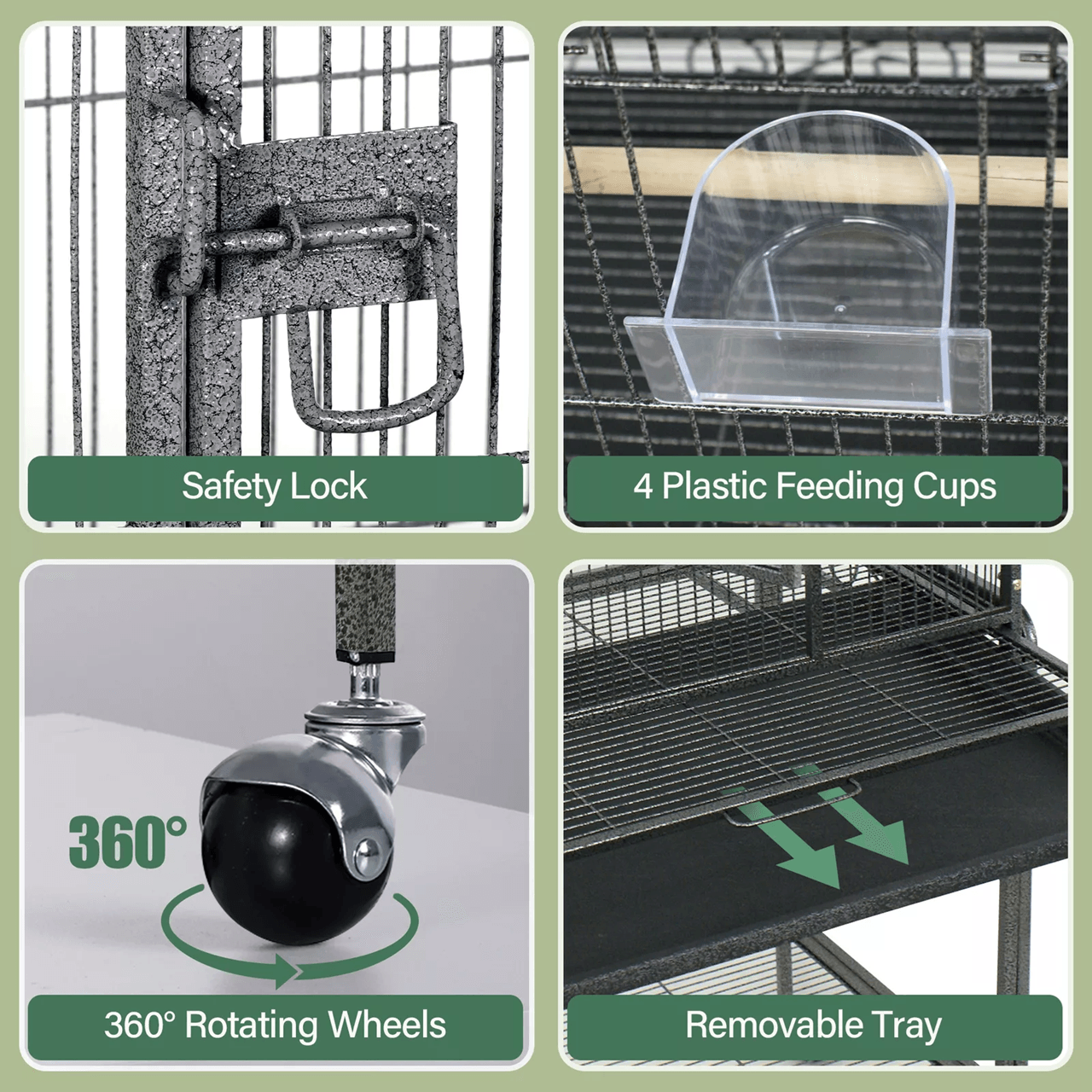 53 Inch Extra Large Bird Cage With Locking Door For Macaws Parrots Cockatoos And Finches 6