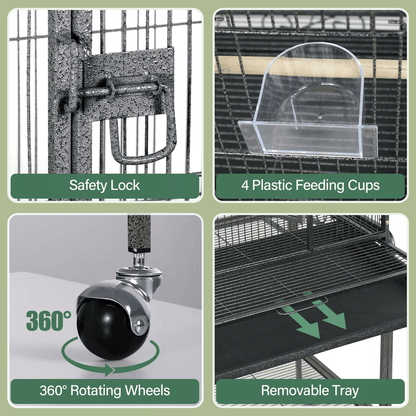 53 Inch Extra Large Bird Cage With Locking Door For Macaws Parrots Cockatoos And Finches 6