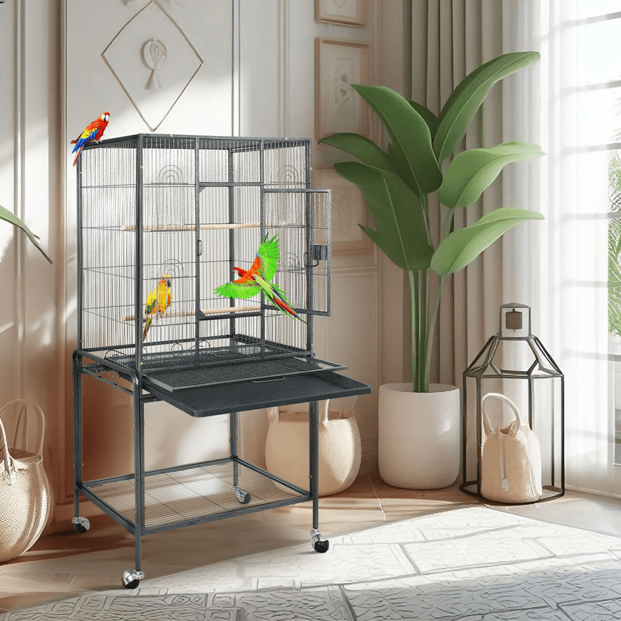 53 Inch Extra Large Bird Cage With Locking Door For Macaws Parrots Cockatoos And Finches 8