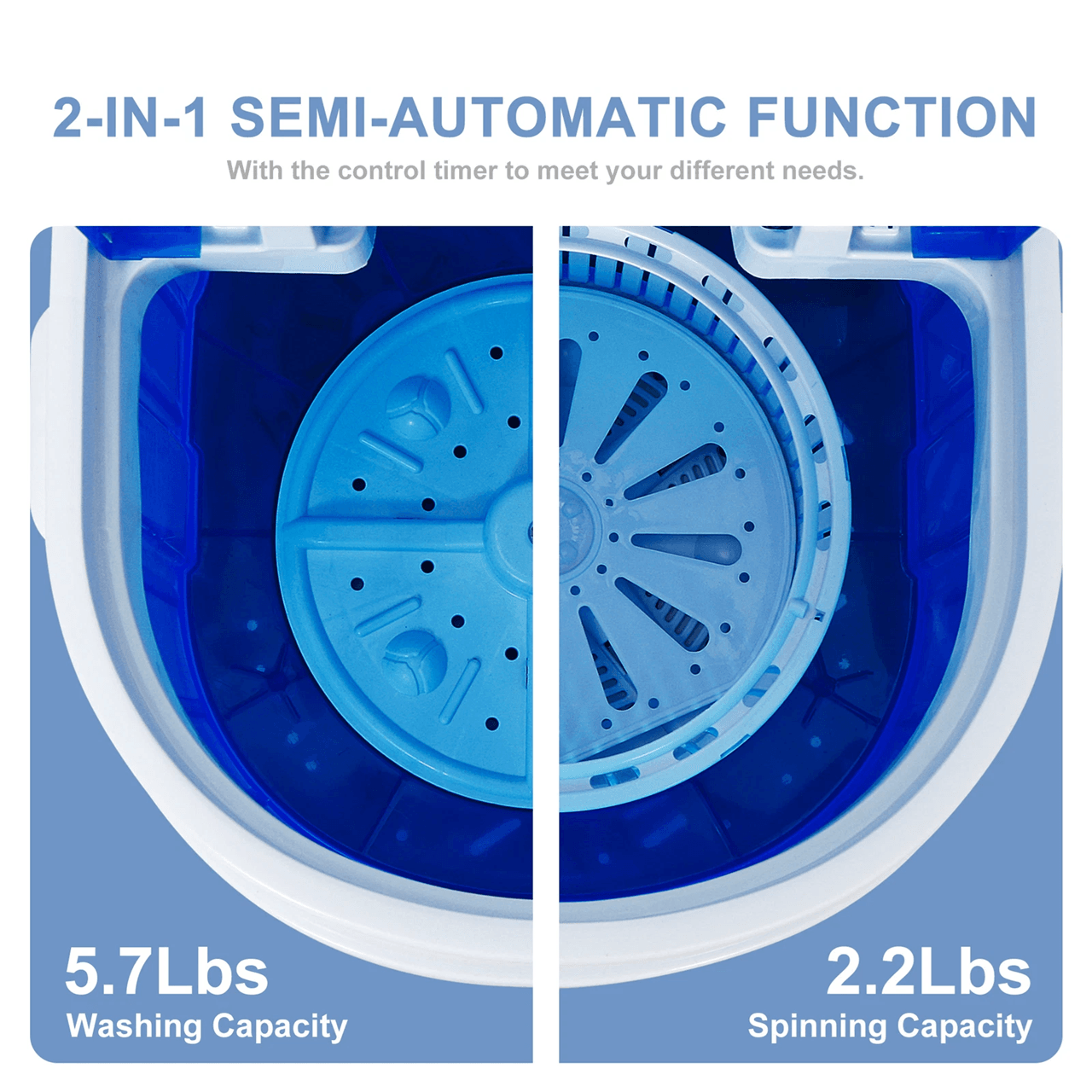 Portable Compact Washing Machine With Spin Dryer And Drain Hose For Apartments Dorms And Travel 3