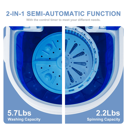 Portable Compact Washing Machine With Spin Dryer And Drain Hose For Apartments Dorms And Travel 3