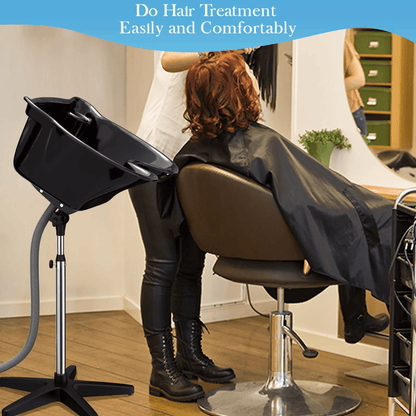 Portable Height Adjustable Shampoo Bowl With Drain Hose For Salon And Home Hair Washing 1
