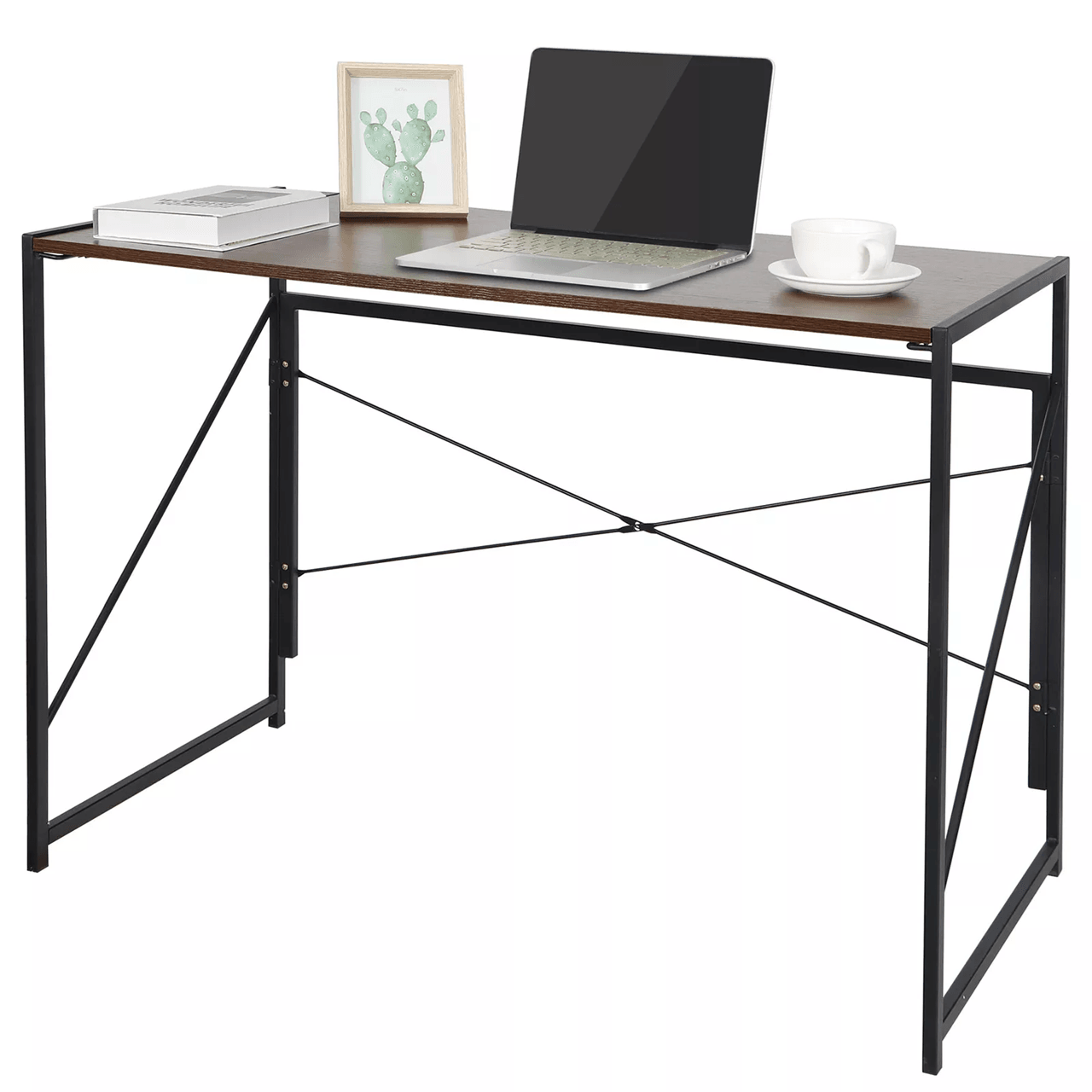 Folding Modern Industrial Computer Desk for Home Office or Study with No Assembly Required