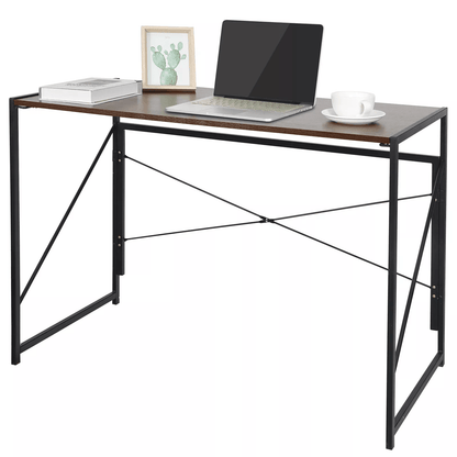 Folding Modern Industrial Computer Desk for Home Office or Study with No Assembly Required