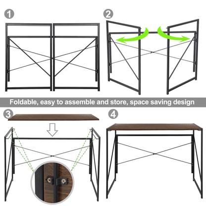 Folding Modern Industrial Computer Desk For Home Office Or Study With No Assembly Required 1