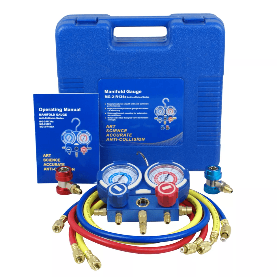 HVAC Vacuum Pump And Manifold Gauge Kit For R134a AC Refrigerant Charging And Diagnostics 3
