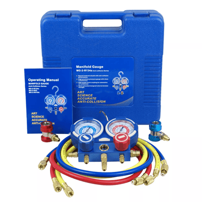 HVAC Vacuum Pump And Manifold Gauge Kit For R134a AC Refrigerant Charging And Diagnostics 3