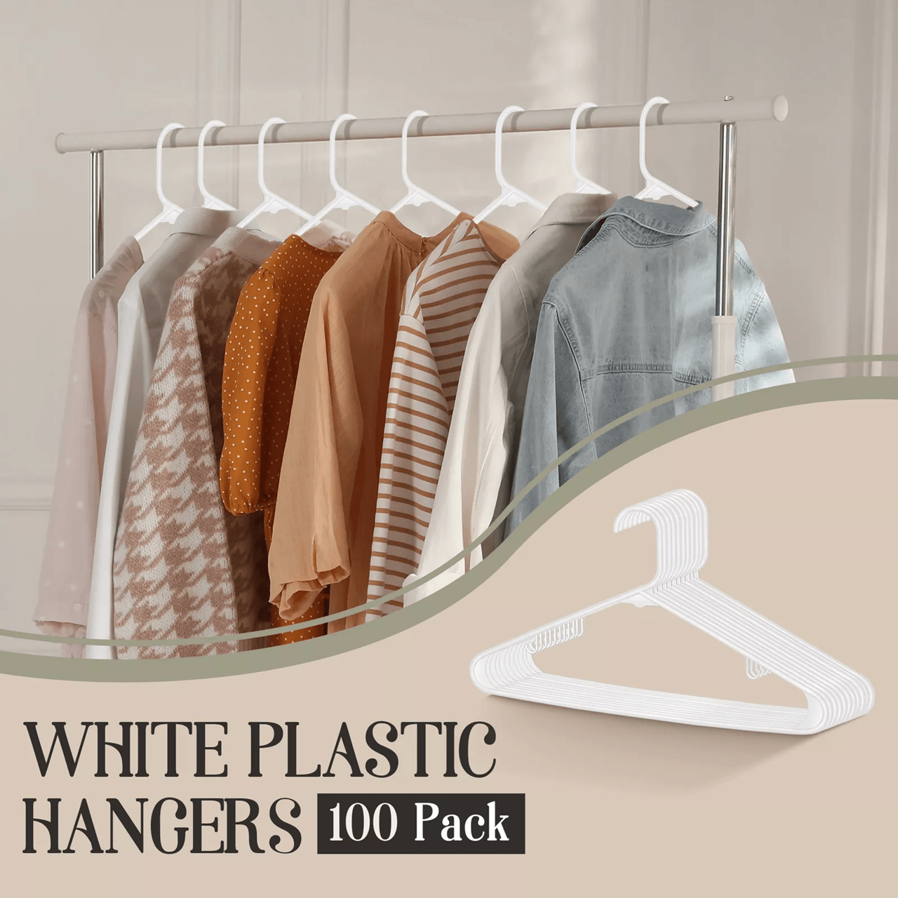 100 Pack Non Slip Plastic Clothes Hangers For Skirts Suits And Everyday Wardrobe Organization 4