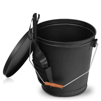 5 Gallon Fireplace Ash Bucket with Lid and Shovel for Heat-Resistant Storage and Clean Up