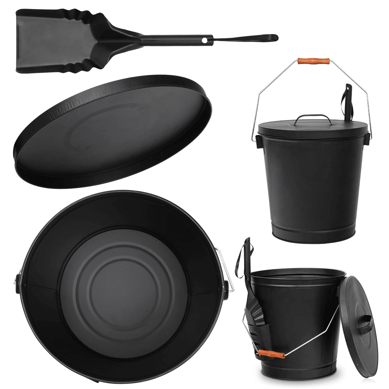 5 Gallon Fireplace Ash Bucket With Lid And Shovel For HeatResistant Storage And Clean Up 3
