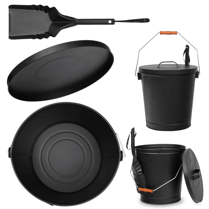 5 Gallon Fireplace Ash Bucket With Lid And Shovel For HeatResistant Storage And Clean Up 3