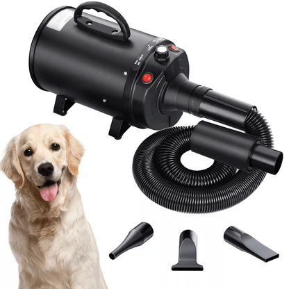 FastDry Pro Pet Hair Dryer with Adjustable Heat and 3 Nozzles
