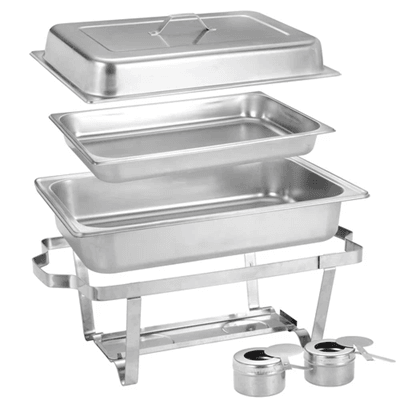 4 Pack Full Size Stainless Steel Chafing Dishes With Lids And Fuel Holders For Buffet Catering 2