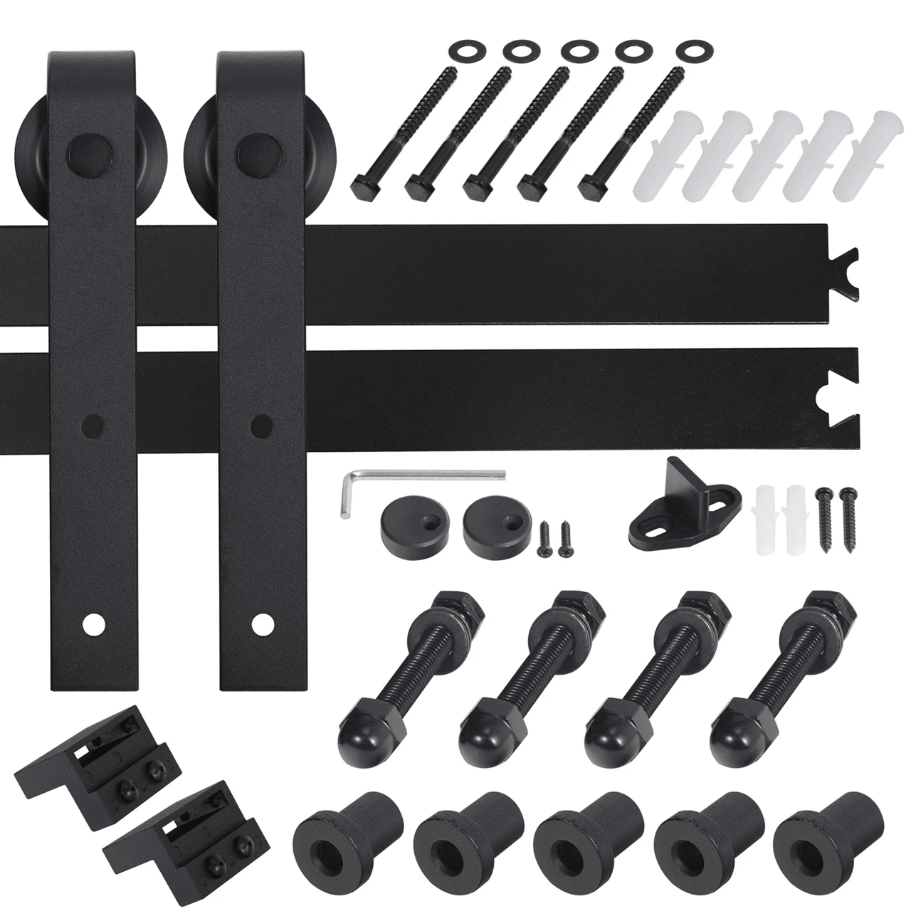 66 FT Sliding Barn Door Hardware Kit Black Steel Track For Interior Wood Doors 4