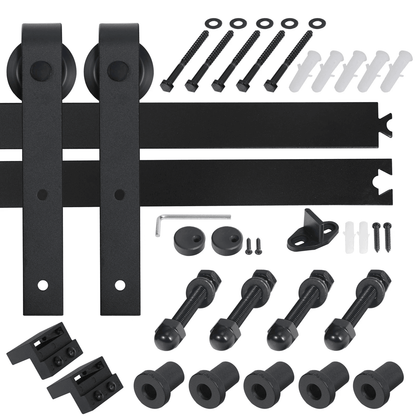 66 FT Sliding Barn Door Hardware Kit Black Steel Track For Interior Wood Doors 4