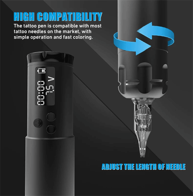 Complete Wireless Tattoo Kit With Rotary Pen And 20 Mixed Cartridge Needles 5