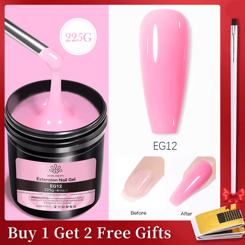 BORN PRETTY 10 In 1 Glue Gel Nail Polish With Rubber Base And Super Bright Top Coat 24