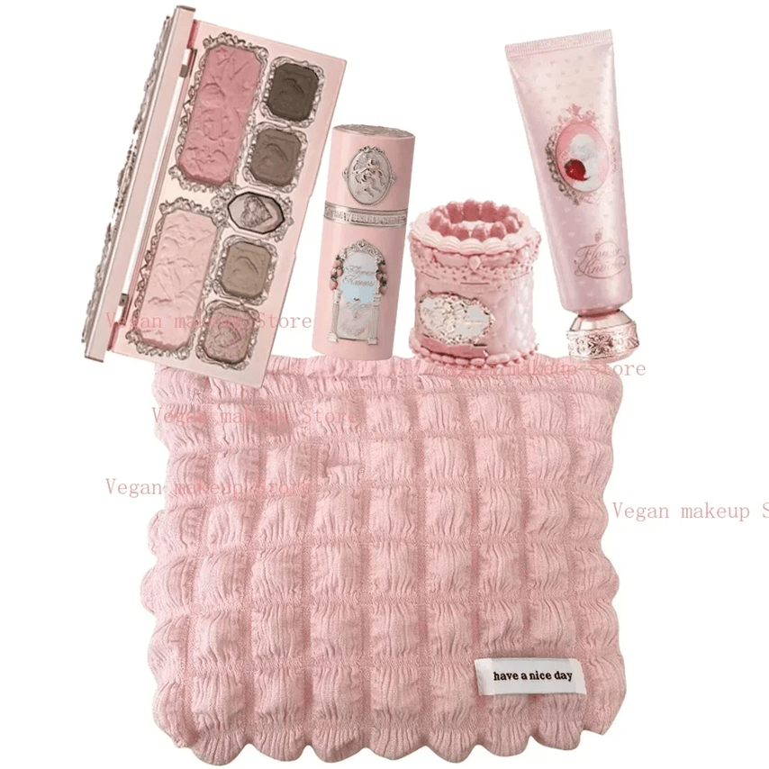 Flower Knows Strawberry Cupid Makeup Kit with Face Palette Blush Eyeshadow Lip Cream and Solid Perfume